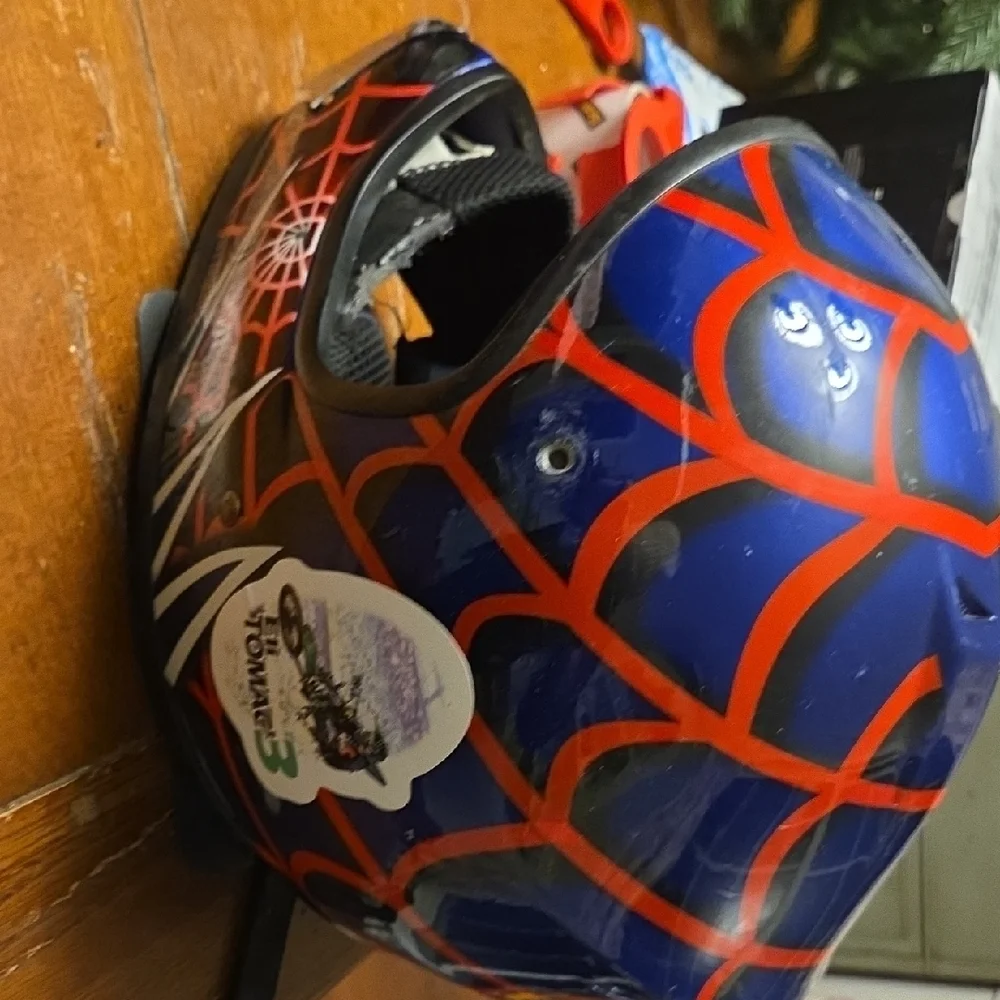 Kids Spider Web Design Face Mask - Blue and Red